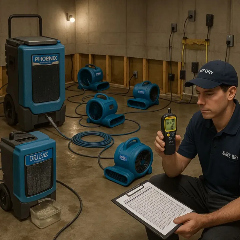 Structural Drying and Dehumidification process in Waterville, OH